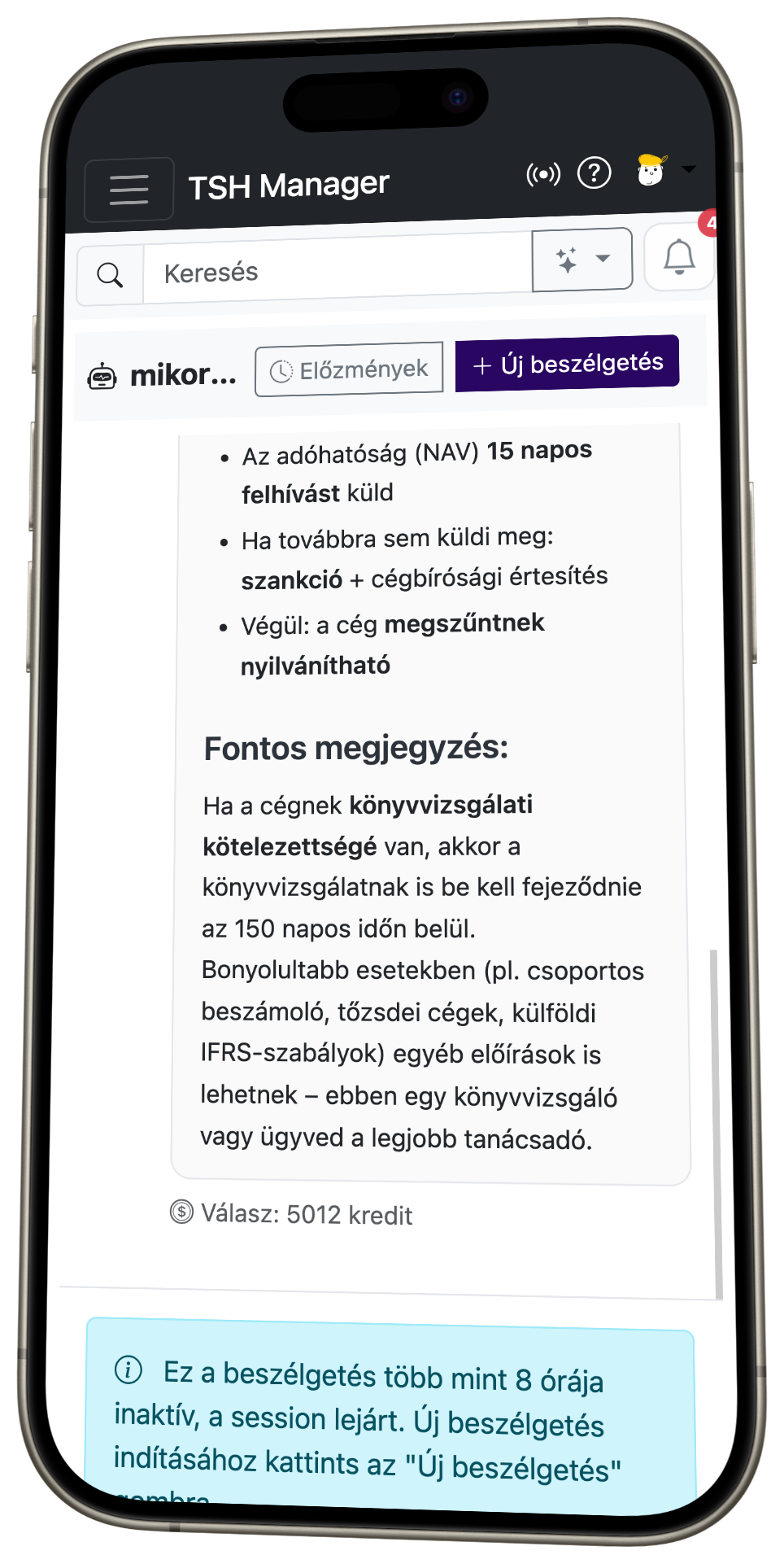 TSH Manager AI chat mobilon