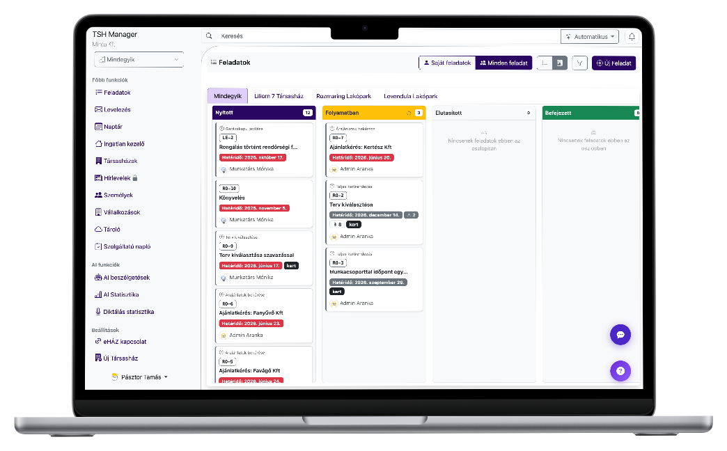 TSH Manager Kanban nézet