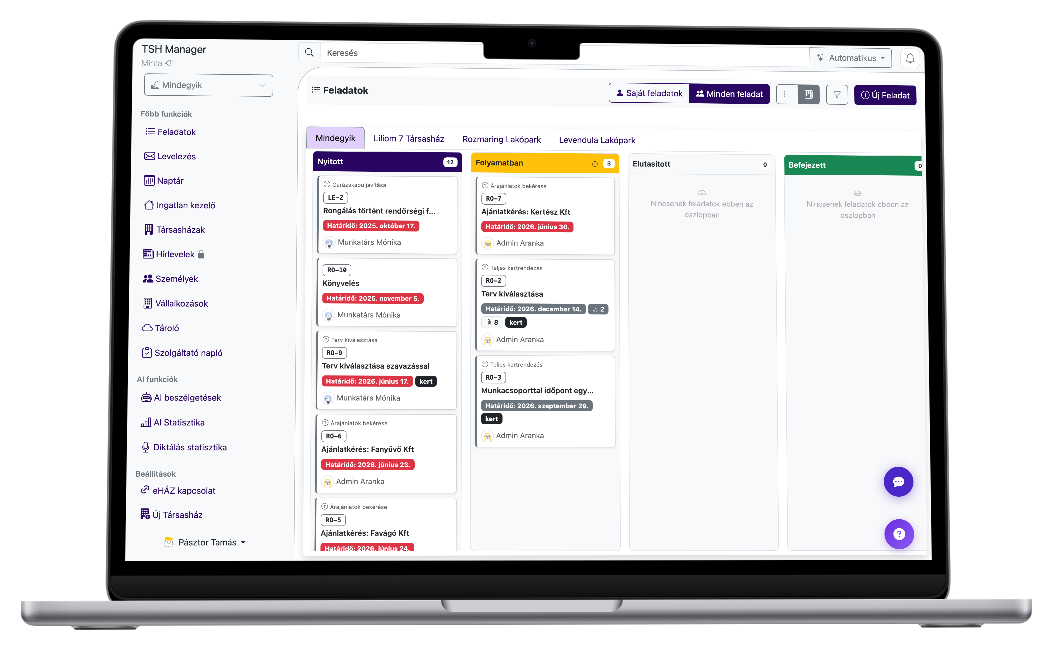 TSH Manager Kanban nézet