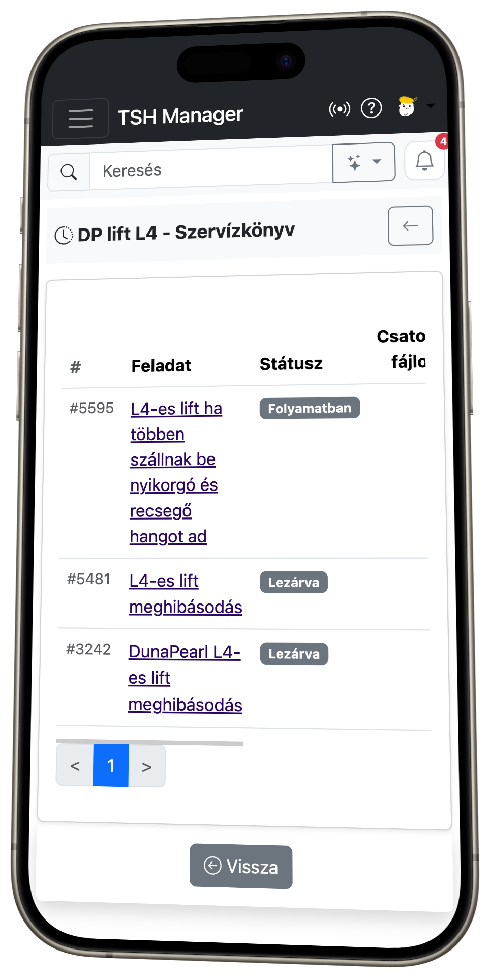 TSH Manager digitális szervízkönyv mobilon