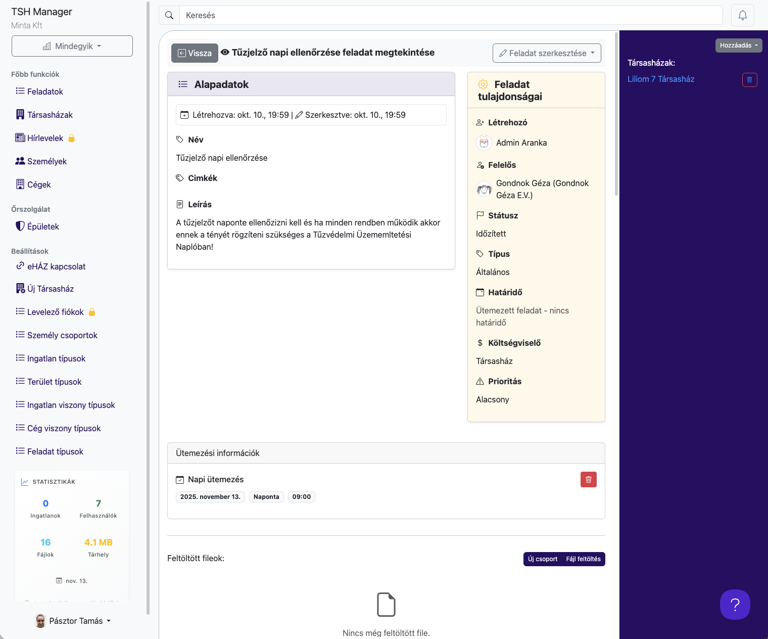 TSH Manager Teszt hónap